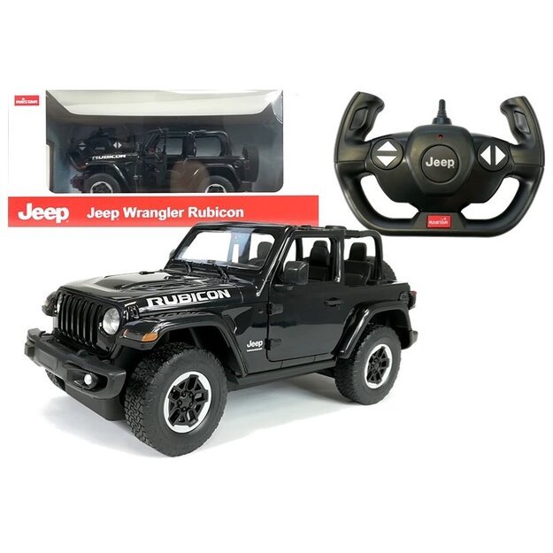 Nuotoliniu būdu valdomas Jeep Wrangler Rubicon visureigis 1:14, juodas