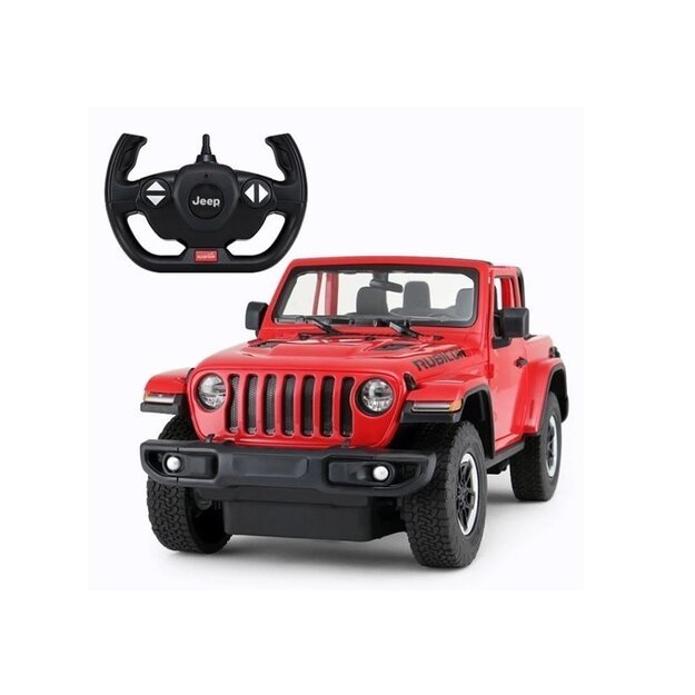 Nuotoliniu būdu valdomas Jeep Wrangler Rubicon visureigis 1:14, raudonas