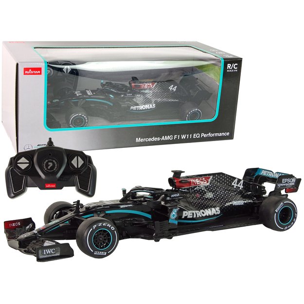 Nuotoliniu būdu lenktyninis automobilis Mercedes-AMG F1 1:18, juodas