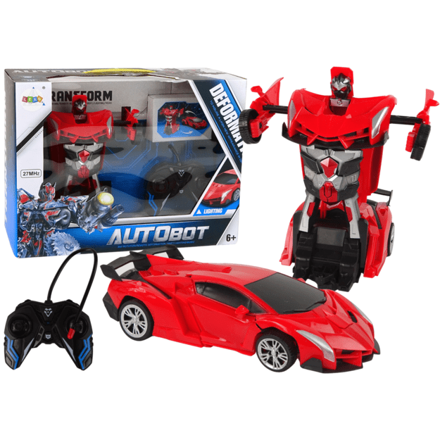 Nuotoliniu būdu valdomas Robotas - Sportinis automobilis AutoBot, raudonas