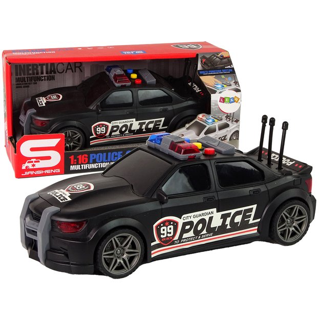 Žaislinis policijos sportinis automobilis 1:16, juodas