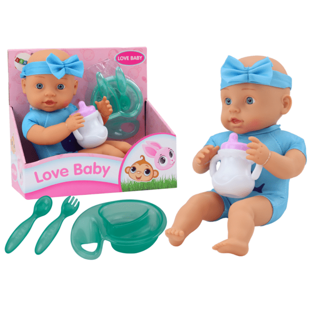Lėlė kūdikis su aksesuarais, mėlyna