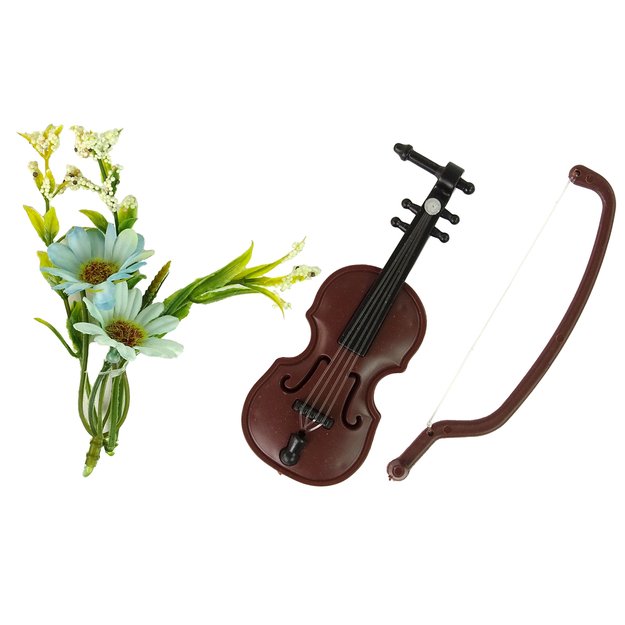 Lėlė Emily su smuiku ir gėlėmis