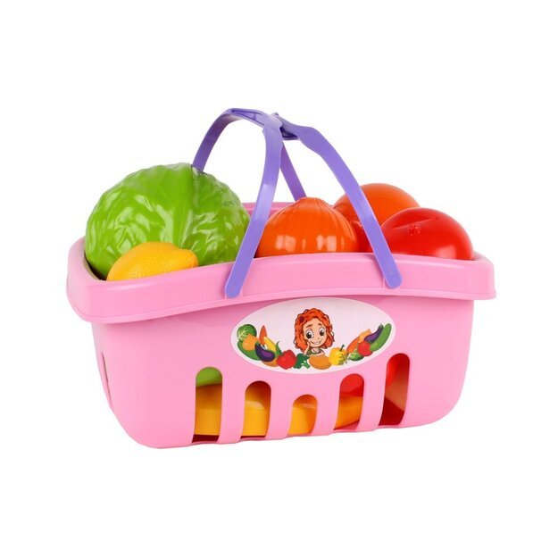 Pirkinių krepšelis su vaisiais ir daržovėmis