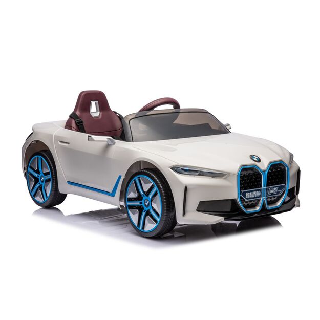 Vienvietis elektromobilis vaikams BMW I4 4x4, baltas
