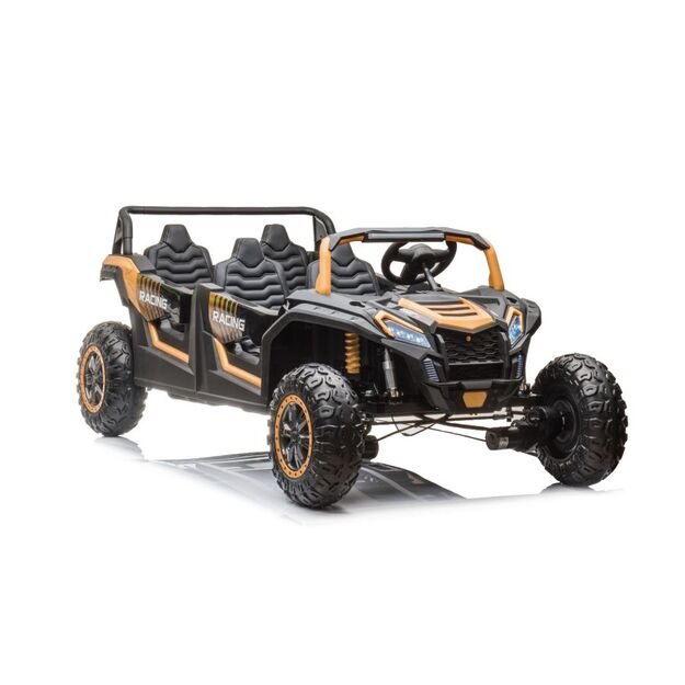 Galingas keturvietis elektromobilis vaikams 4x4 bagis A033 24V, auksinis