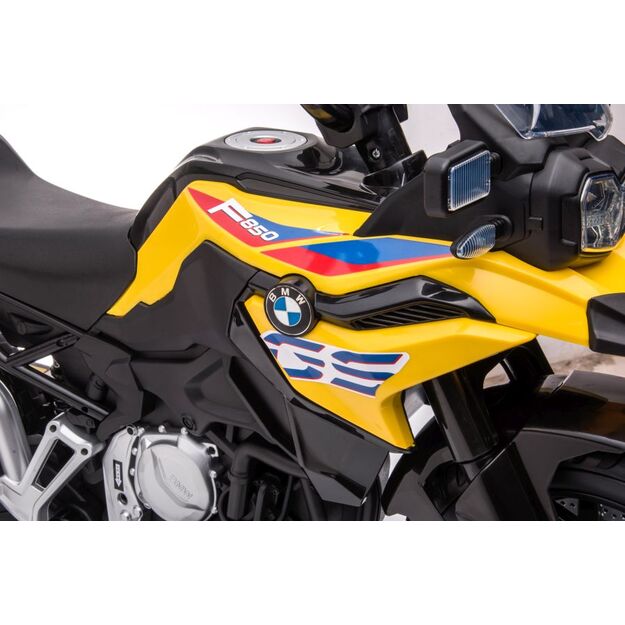 Elektrinis motociklas vaikams BMW F850, geltonas 