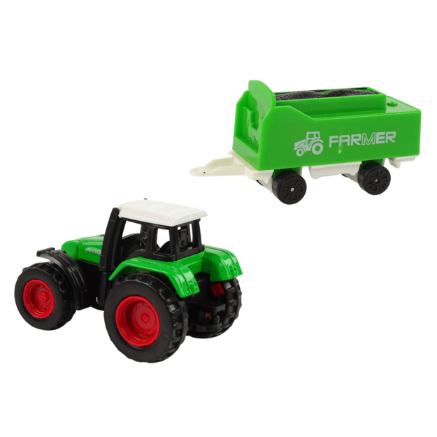 Ūkio rinkinys traktorius su priekaba, žalias