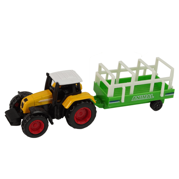 Ūkio rinkinys traktorius su priekaba, geltonas