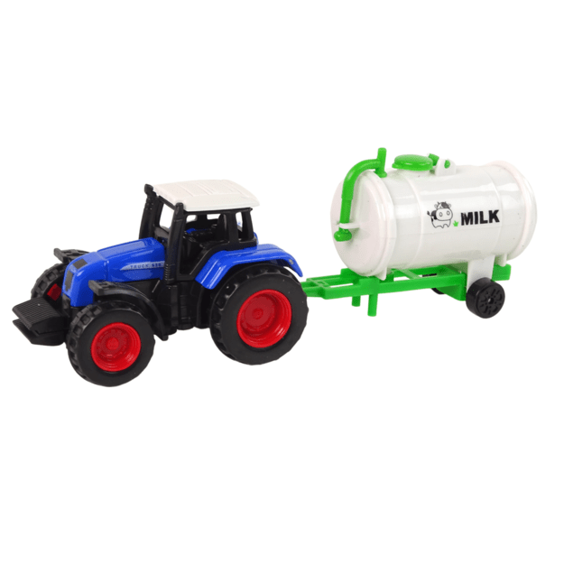 Ūkio rinkinys traktorius su priekaba, mėlynas