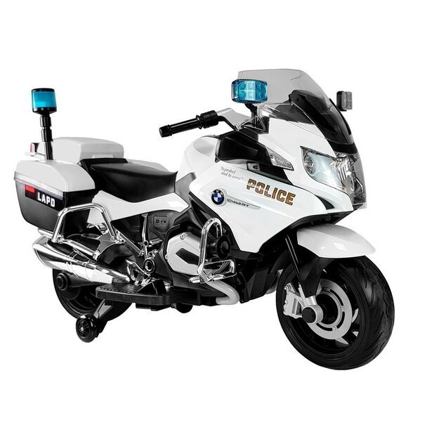 Elektrinis motociklas vaikams BMW R1200 Policija, baltas