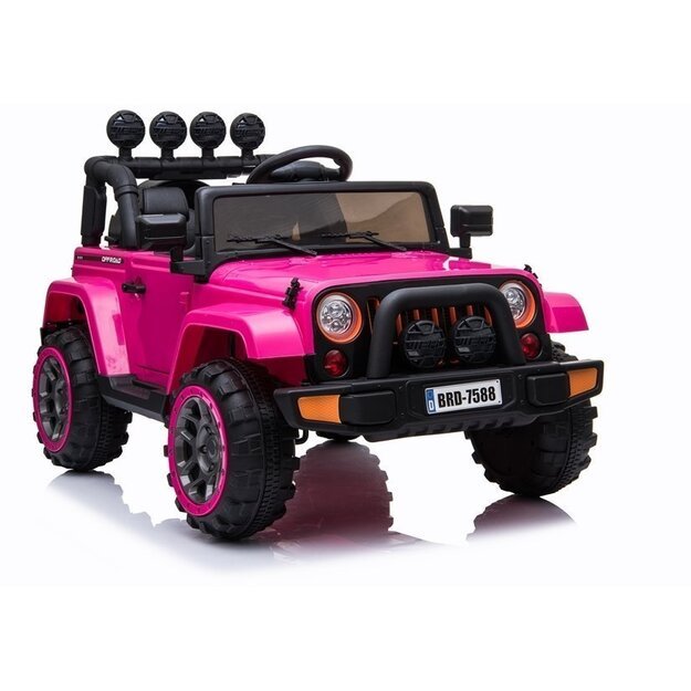 Vienvietis elektromobilis vaikams JEEP 4x4 BRD-7588, rožinis