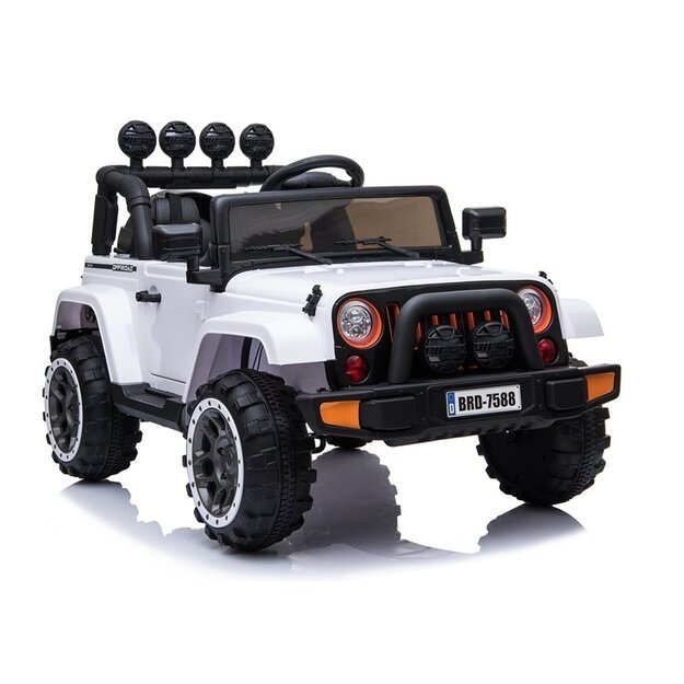 Vienvietis elektromobilis vaikams JEEP 4x4 BRD-7588, baltas