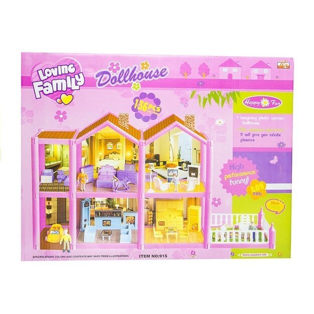 Žaislinis lėlių namas su priedais 136 el