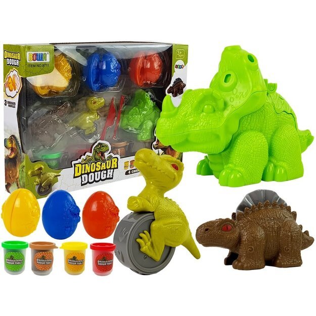 Plastilino rinkinys Dinozaurai 4 spalvų, 12 dalių 