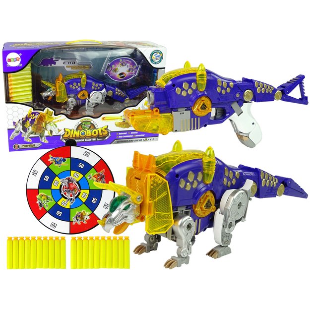 Transformeris dinozauras Dinobots 2in1 su šaudymo funkcija, mėlynas