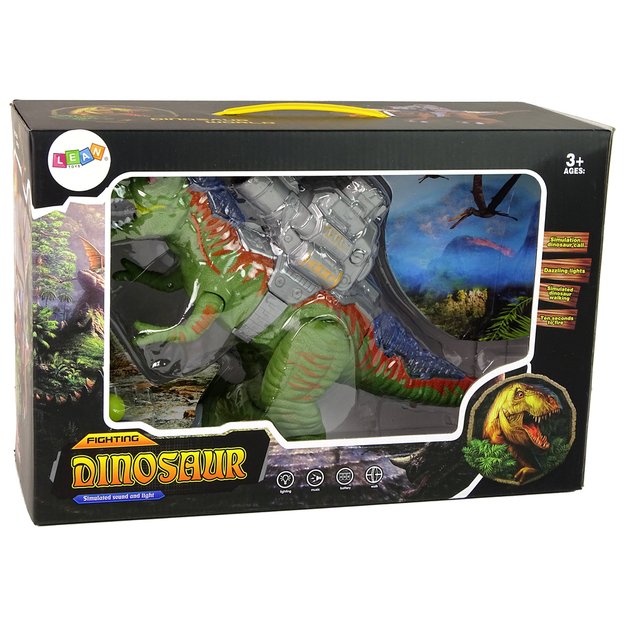 Interaktyvus dinozauras su katapulta, žalias
