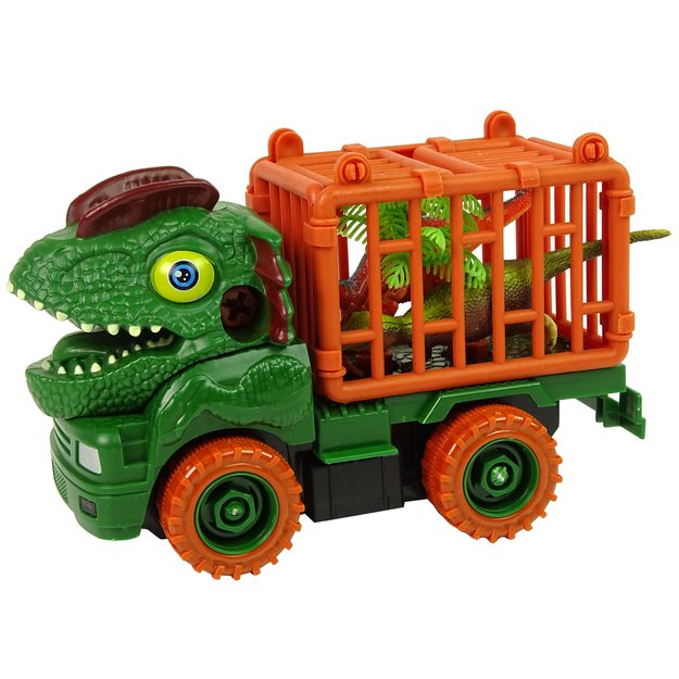 Dinozaurų sunkvežimis su transporteriu su atsuktuvu