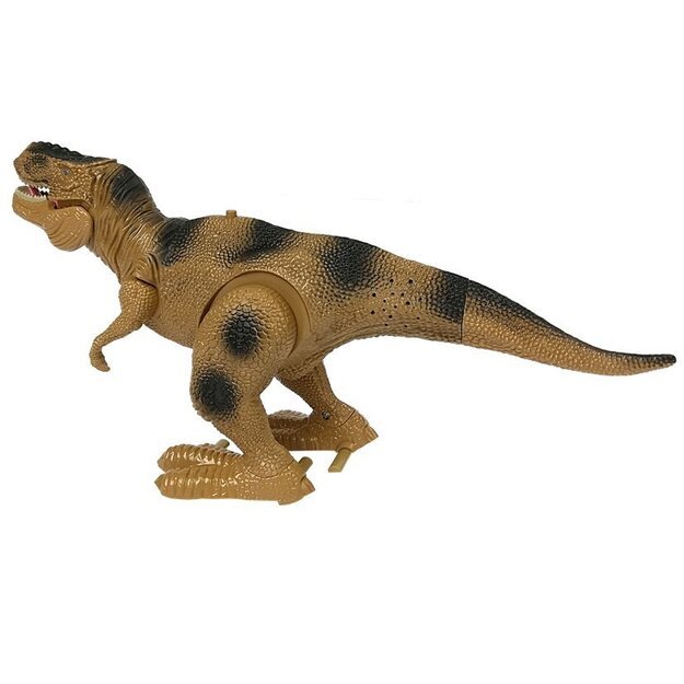 Dinozauras Tyranozauras Rex veikiantis su baterijomis, rudas