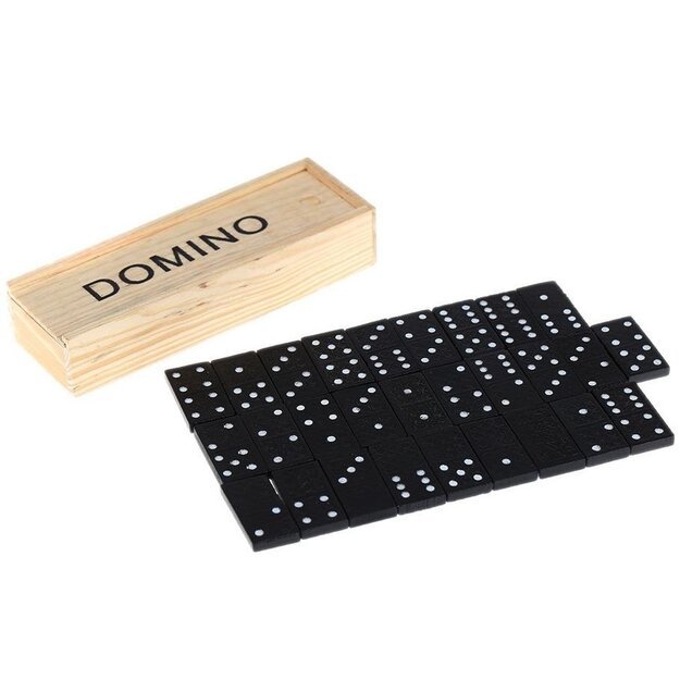 Klasikinis žaidimas Domino medinėje dėžutėje 28 vnt.