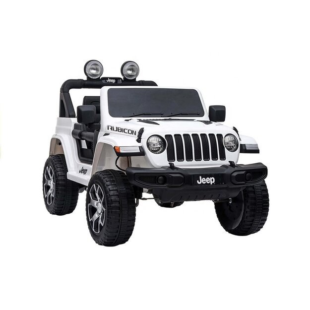 Vienvietis elektromobilis vaikams Jeep Rubicon 4x4, baltas