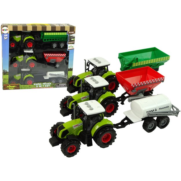 Žaislinių traktorių su priekabomis rinkinys vaikams