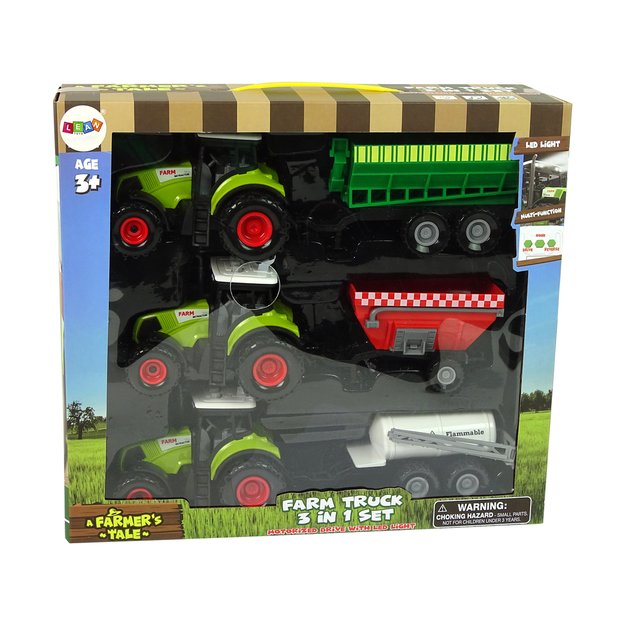 Žaislinių traktorių su priekabomis rinkinys vaikams