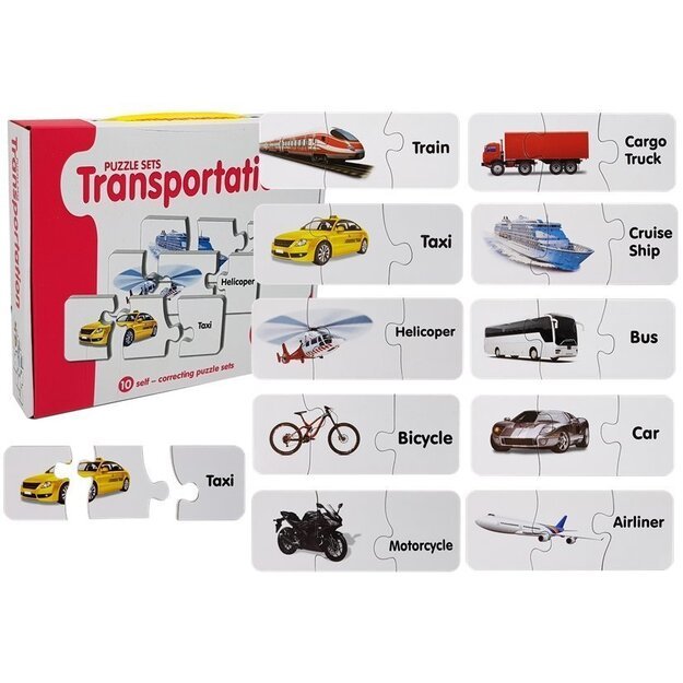 Mokomoji dėlionė - Transporto priemonės 10 pav. anglų kalba