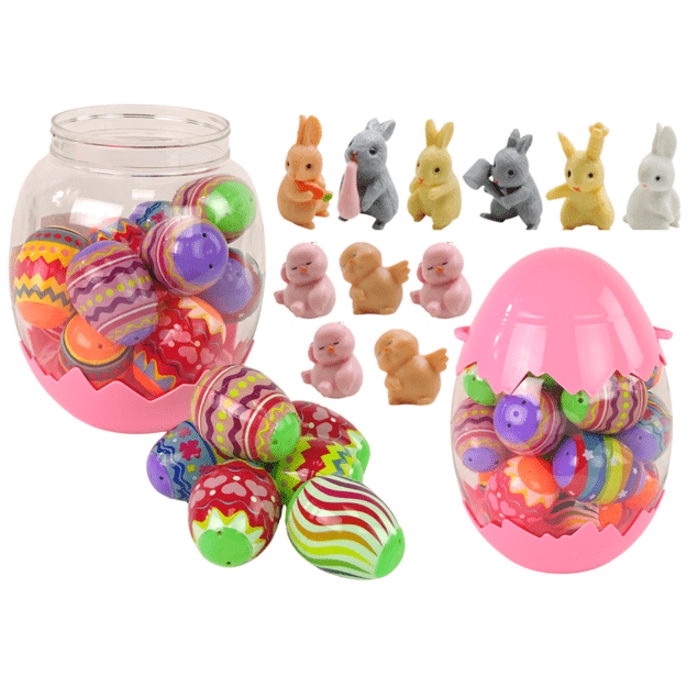 Velykų kiaušiniai vaikams su minkštais "Squishy" zuikiais, 18 vnt.