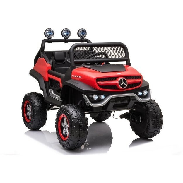 Vaikiškas vienvietis elektromobilis Mercedes Benz Unimog S, raudonas lakuotas