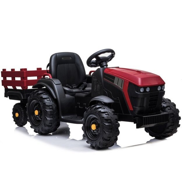Elektrinis vaikiškas traktorius su priekaba BDM0925, raudonas