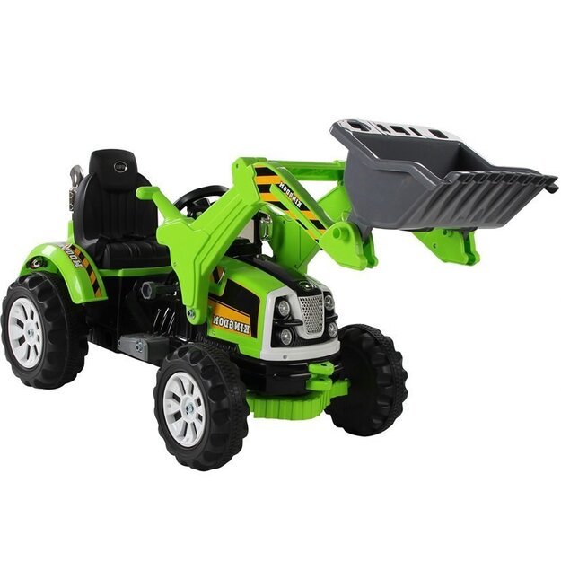 Elektrinis vaikiškas traktorius su krautuvu Žalias