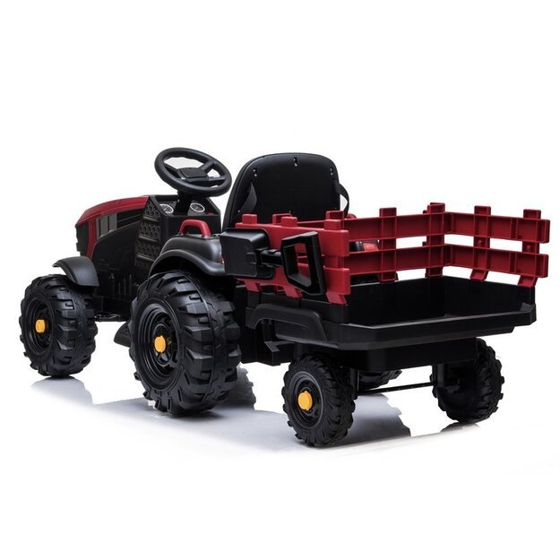 Elektrinis vaikiškas traktorius su priekaba BDM0925, raudonas