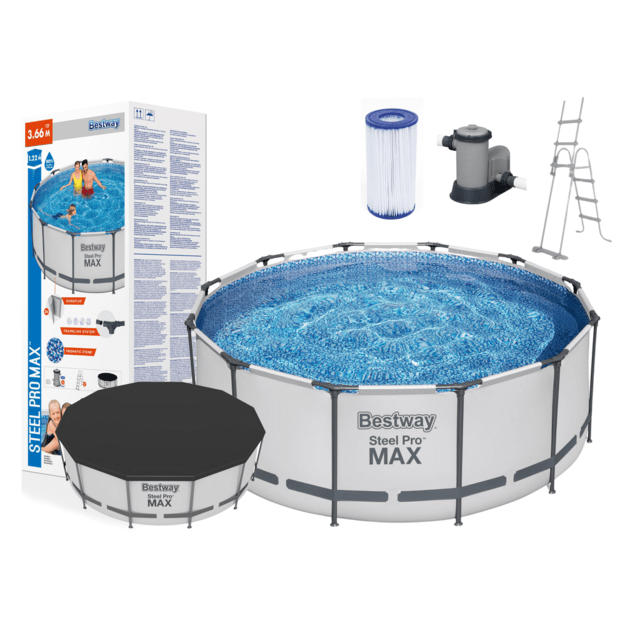 Karkasinis baseinas Bestway Steel Pro MAX 366x122 cm, su filtru