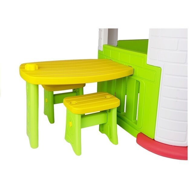 Vaikų žaidimo namelis su staliuku ir kėdėmis
