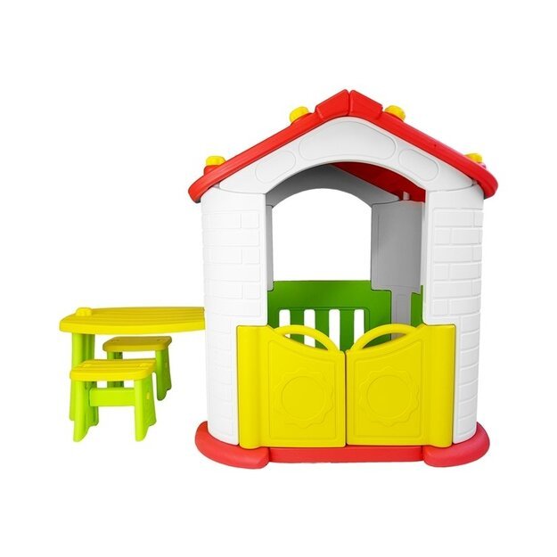 Vaikų žaidimo namelis su staliuku ir kėdėmis