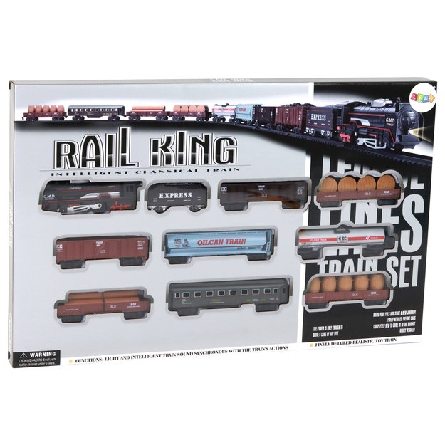 Geležinkelio karaliaus rinkinys, įskaitant lokomotyvą ir 9 vagonus 150 cm, Rail King