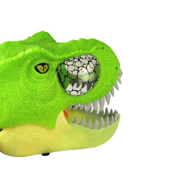 Dinozauro kaukė su šviesos ir garso efektais, žalia