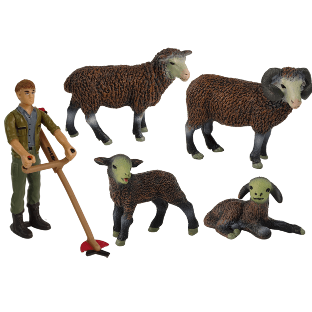 Avių figurėlių rinkinys su ūkininku, 10 vnt