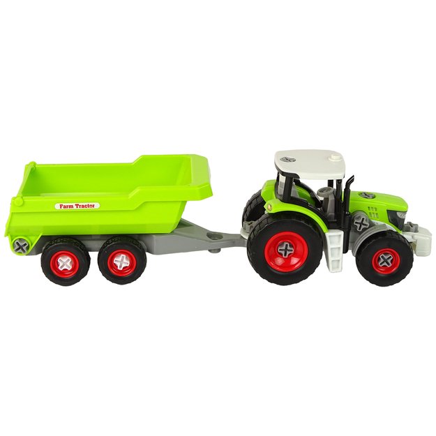 Traktorius su puspriekabe, žalias