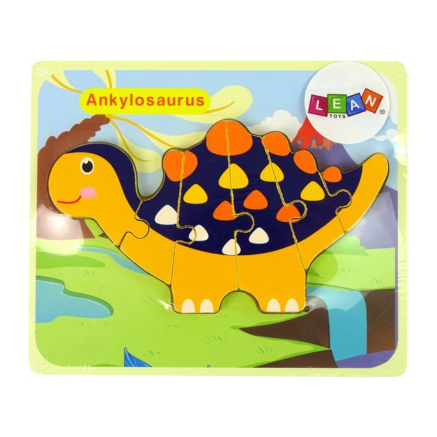 Medinė dėlionė, dinozauras, oranžinis