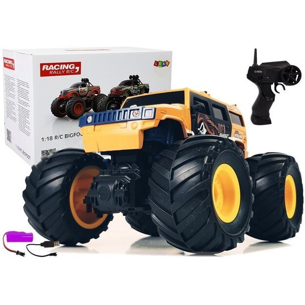 Nuotoliniu būdu valdomas automobilis „Off-Road Big Wheels“ , geltonas