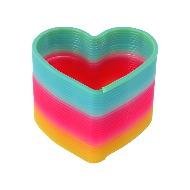 Antistresinis žaislas širdelės formos 6 cm, spyruoklė, vaivorykštė