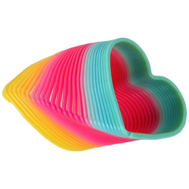 Antistresinis žaislas širdelės formos 6 cm, spyruoklė, vaivorykštė