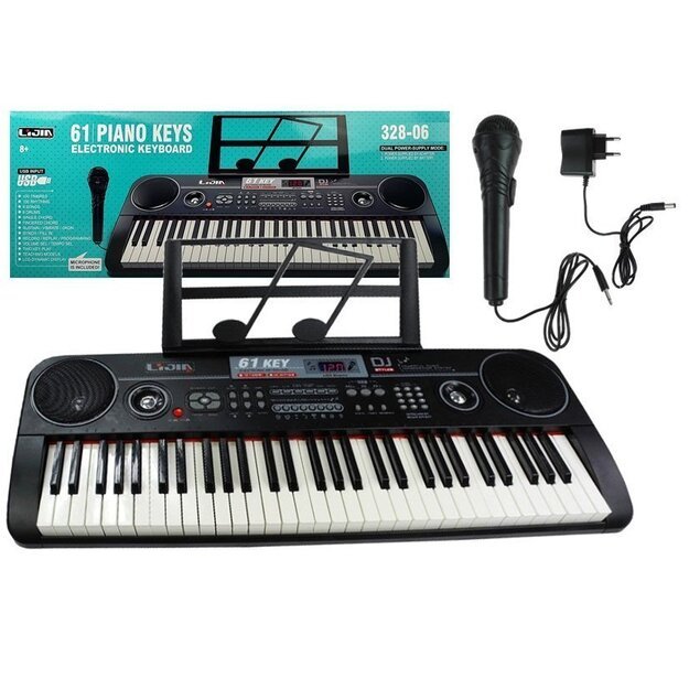 Elektrinis pianinas su mikrofonu bei stovu