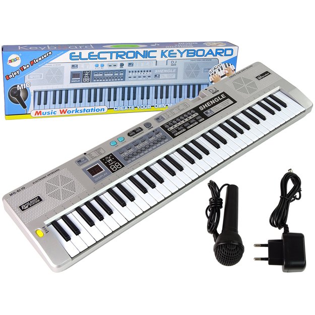 Elektrinis pianinas su mikrofonu MQ-6110, 61 klavišas, pilkas