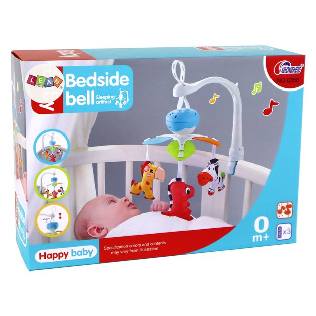 Pakabinama kūdikių lovytės karuselė su garso efektais, mėlyna