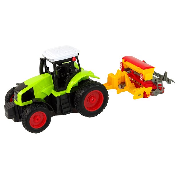 Nuotoliniu būdu valdomas traktorius su presu, žalias