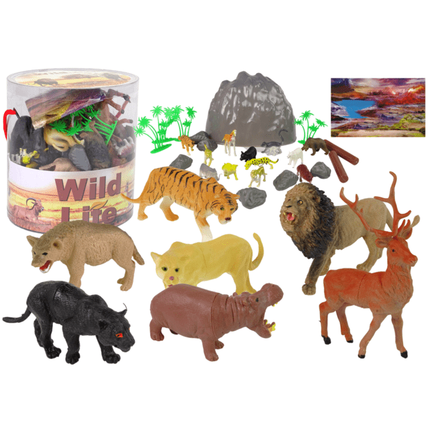Didelis figūrėlių rinkinys „Laukiniai gyvūnai Safari“, 34 dalys