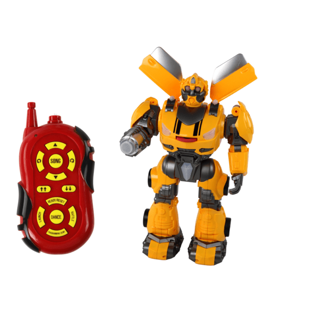 Didelis nuotoliniu būdu valdomas robotas, geltonas 